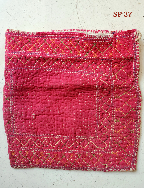 gudri stitch embroidered red cotton bag