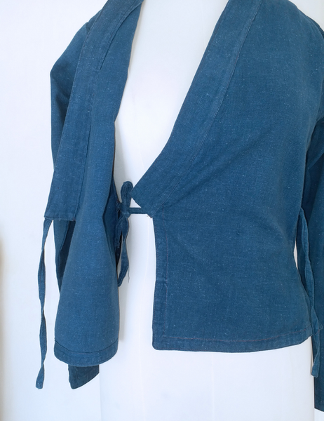 Anokhi vintage indigo handloom Nepali wrap top
