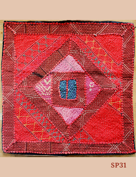 Vintage India gudri hand embroidered square coverSP31