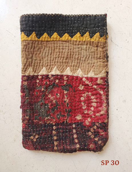 gudri stitch embroidered red cotton bag