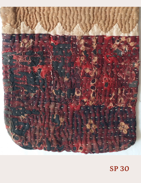 gudri stitch embroidered red cotton bag