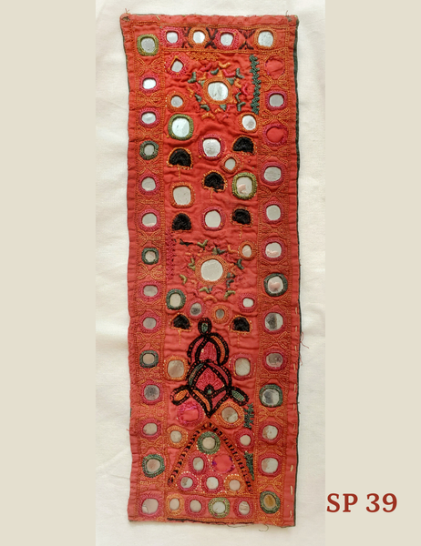 hand embroidered vintage panel with mirrors