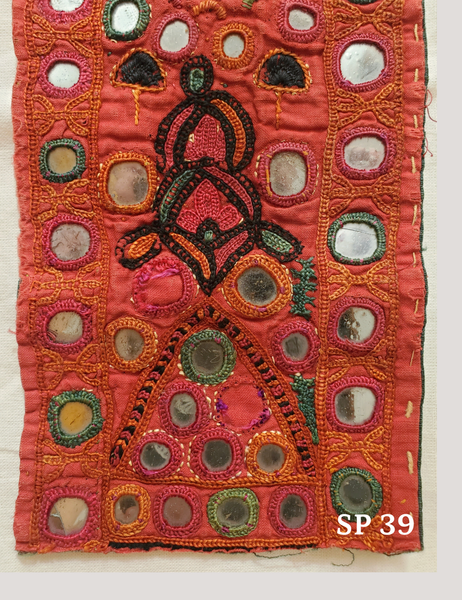 hand embroidered vintage panel with mirrors