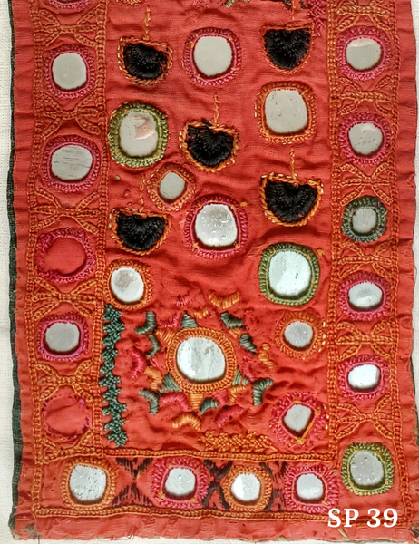 hand embroidered vintage panel with mirrors