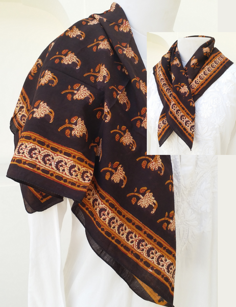  SQUARE SCARF black Anokhi vintage block print All botanical dyes 