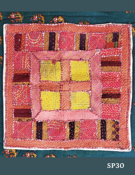 Vintage India gudri hand embroidered square coverSP30