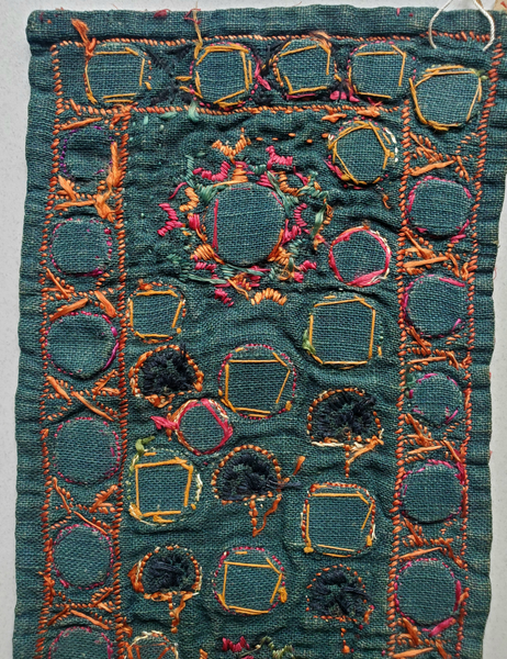 hand embroidered vintage panel with mirrors