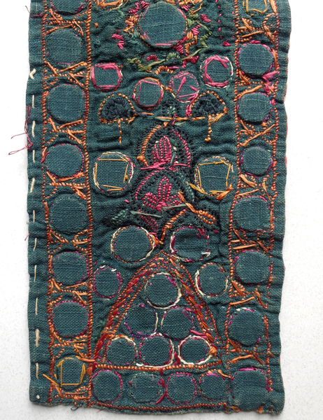 hand embroidered vintage panel with mirrors