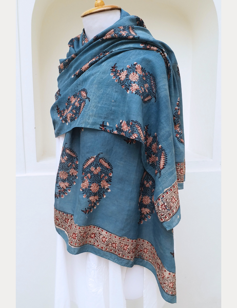 anokhi vintage indigo block print scarf