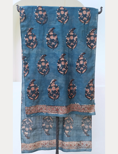 anokhi vintage indigo block print scarf