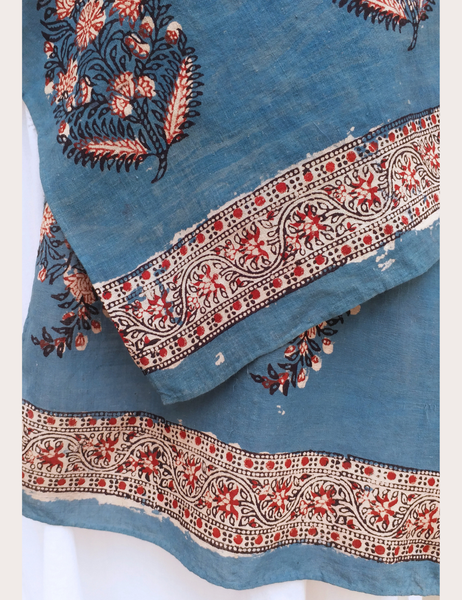 anokhi vintage indigo block print scarf