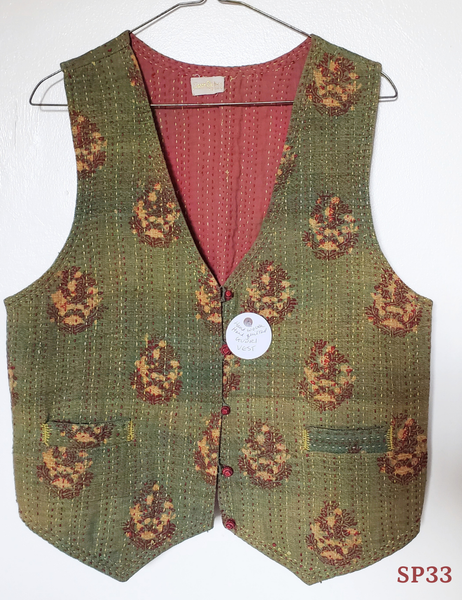 Sarah Vintage Gudri and khadi block printed Vest