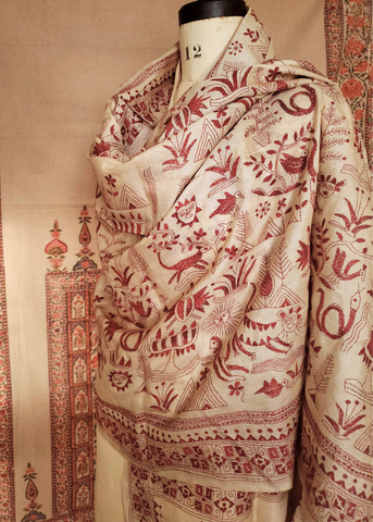 ALLOVER HAND-EMBROIDERED STORY SHAWL TU -02