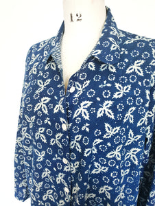 Elena Shirt in Indigo Blue Christina Block print