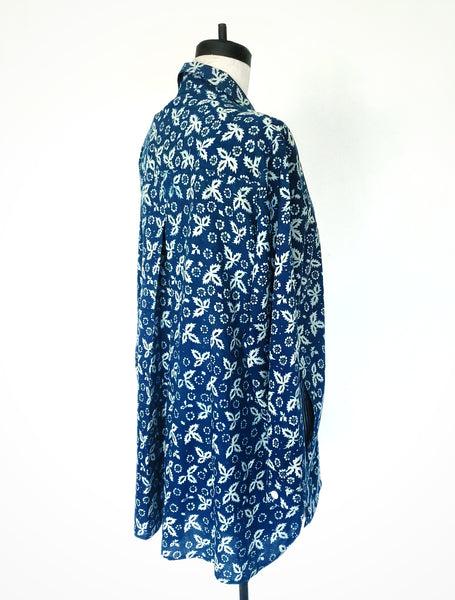 Elena Shirt in Indigo Blue Christina Block print