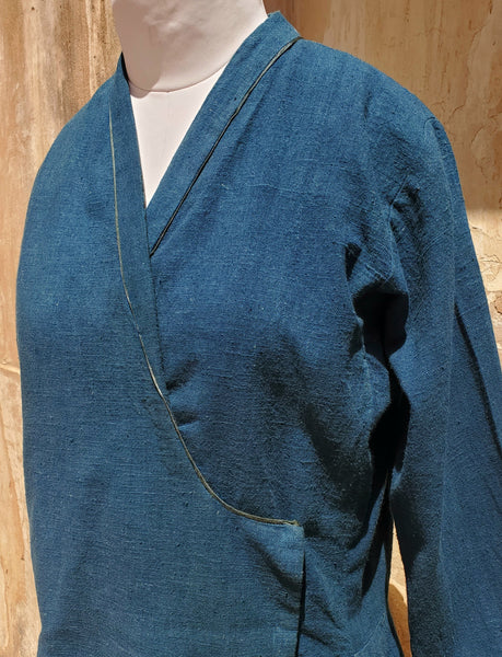 Vintage Sarah Clothes Side-tie blouse in INDIGO hand woven cotton SP27