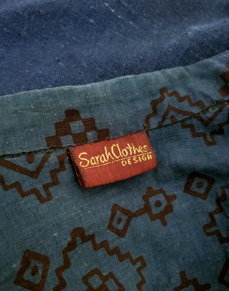 Vintage Sarah Clothes Side-tie blouse in INDIGO hand woven cotton SP27