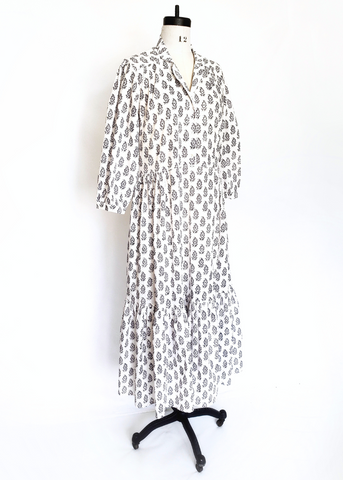 Alice Long Dress in Sabina Butti print on white