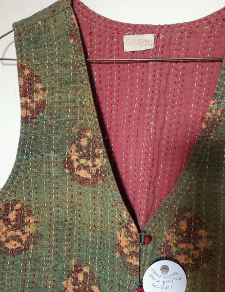 Sarah Vintage Gudri and khadi block printed Vest