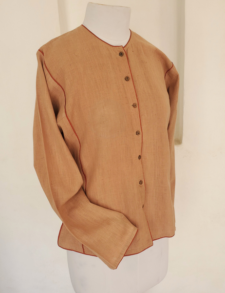 Sarah Vintage Khadi handloom 7 button jacket biscuit coloured