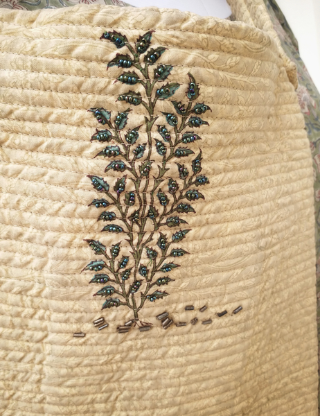 Cotton quilted shoulder bag beaded