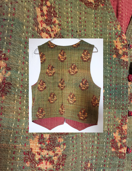 Sarah Vintage Gudri and khadi block printed Vest