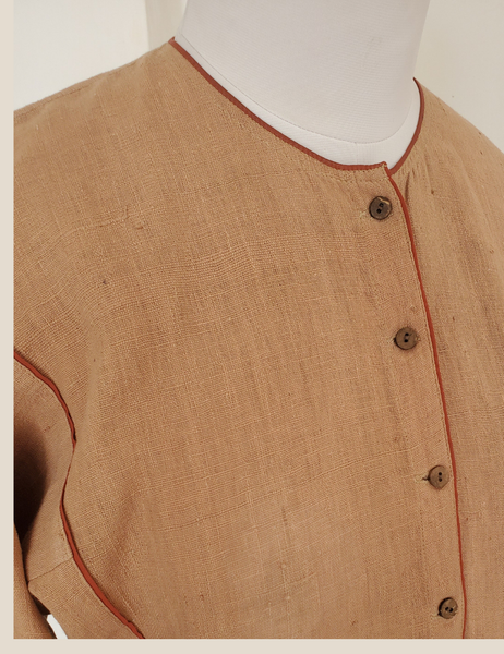 Sarah Vintage Khadi handloom 7 button jacket biscuit coloured
