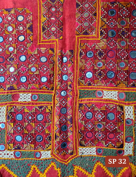 Vintage mirror embroidered blouse piece Gujarat