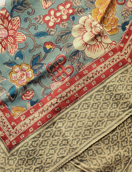 HAND BLOCK PRINTED SQUARE SCARF -ANOKHI VINTAGE  - ANO20