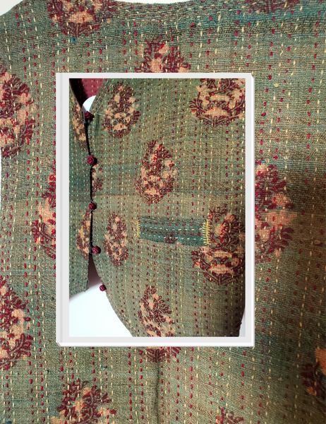 Sarah Vintage Gudri and khadi block printed Vest
