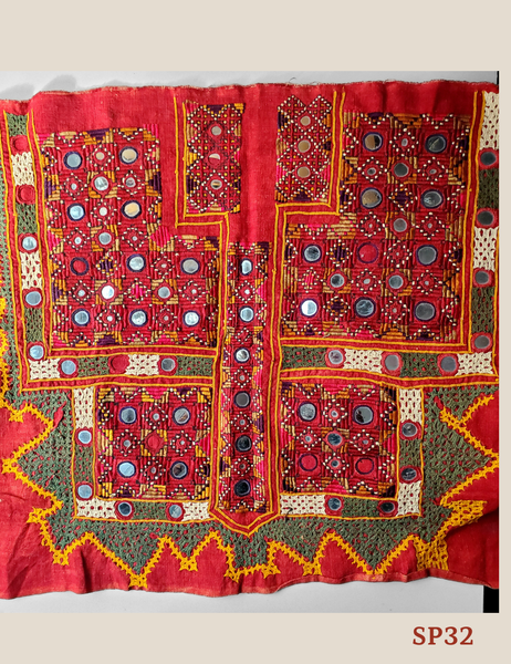 Vintage mirror embroidered blouse piece Gujarat