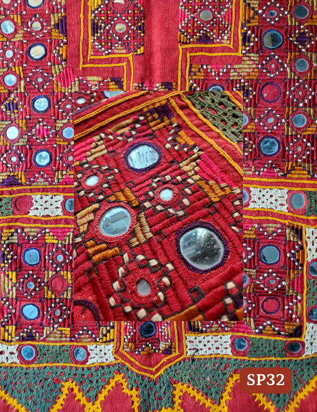 Vintage mirror embroidered blouse piece Gujarat