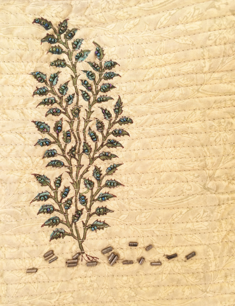 Cotton quilted shoulder bag beaded
