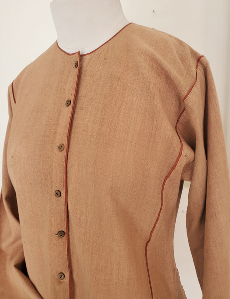 Sarah Vintage Khadi handloom 7 button jacket biscuit coloured