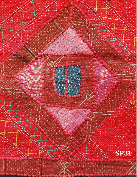 Vintage India gudri hand embroidered square coverSP31