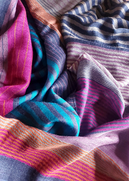 PURE WOOL STOLE striped stole scarf - AHU - 17