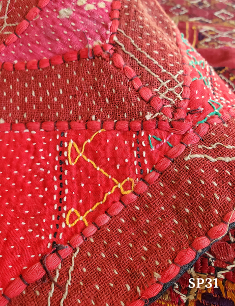 Vintage India gudri hand embroidered square coverSP31