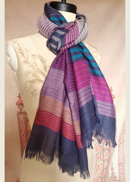 PURE WOOL STOLE striped stole scarf - AHU - 17