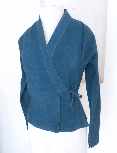 Anokhi vintage indigo handloom Nepali wrap top