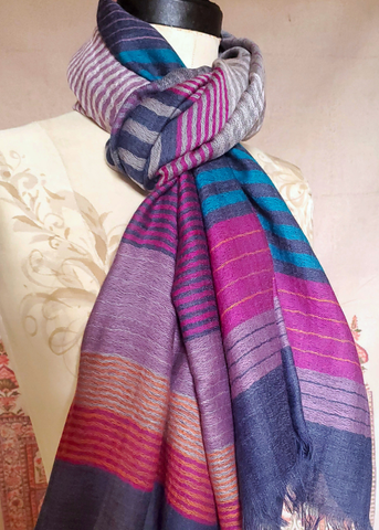 PURE WOOL STOLE striped stole scarf - AHU - 17