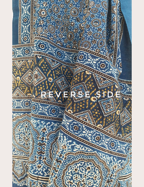 indigo ajrakh block print scarf