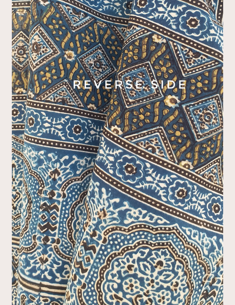 indigo ajrakh block print scarf