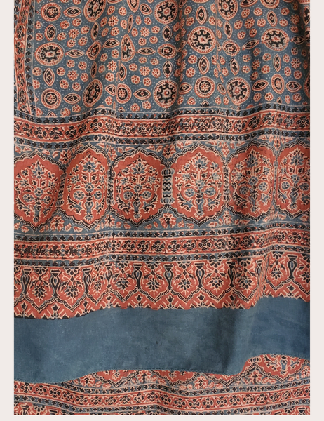  Indigo scarf, with botanical black and warm rosy sandstone colour on cotton
