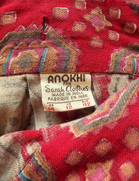 Anokhi vintage red twill cotton wrap skirt