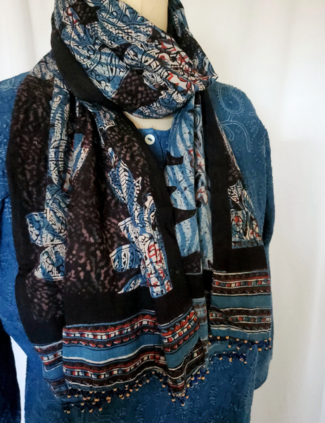 Anokhi Sarah Clothes vintage indigo scarf
