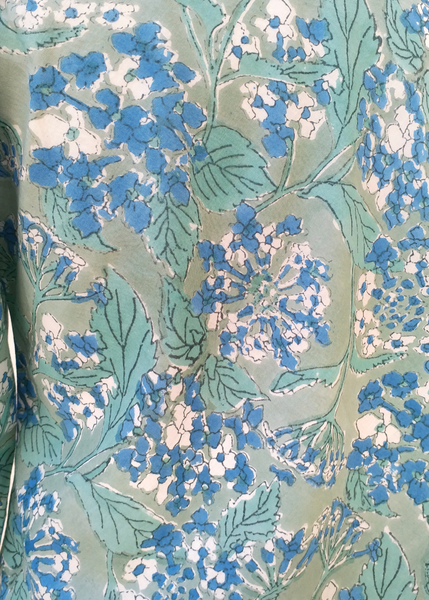 Bias V Neck Top Green Lantana print