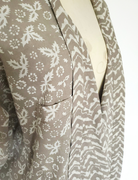 Lined Kimono Jacket in Christina Verona Print Kashish Gray