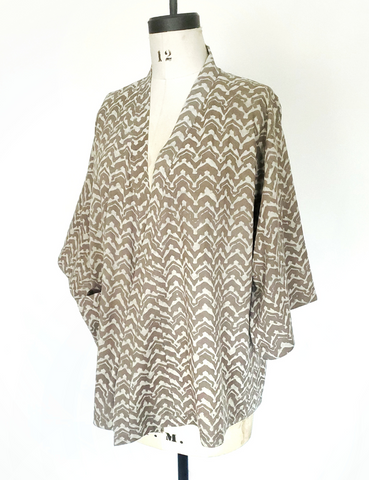 Lined Kimono Jacket in Christina Verona Print Kashish Gray