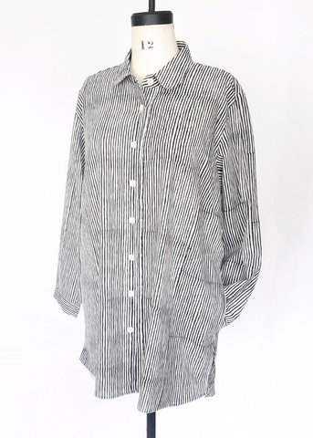 ELENA SHIRT in Black and White Matchstick  print