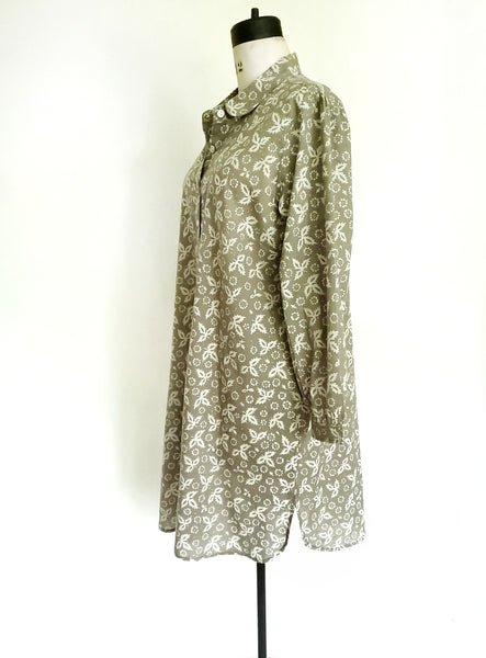 Elena Shirt in Kashish Mineral Gray Blockprint